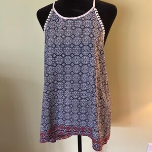 Le Lis Blue and White Sleeveless Tank Top